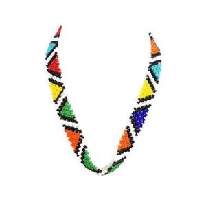 Traditional African beaded necklace flat long